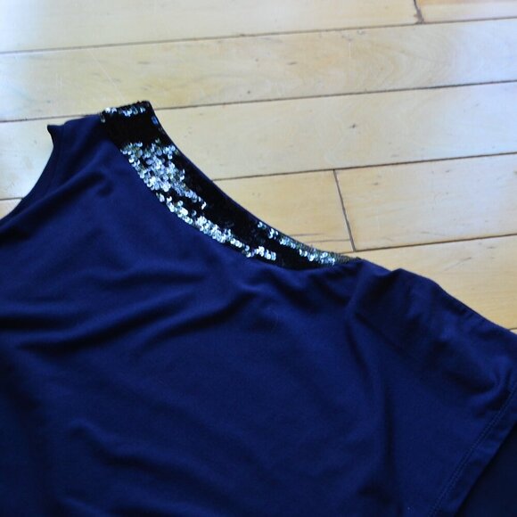 Haute Hippie Tunic Top Blue Sleeveless Sequin Accents Layered Silk Blend Size S - Picture 12 of 12